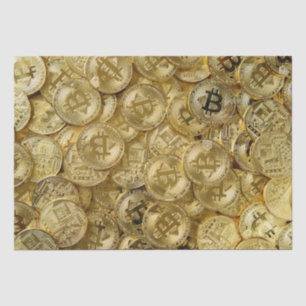 Gold Bitcoin BTC Cryptocurrency Coin Pattern Tissue Paper