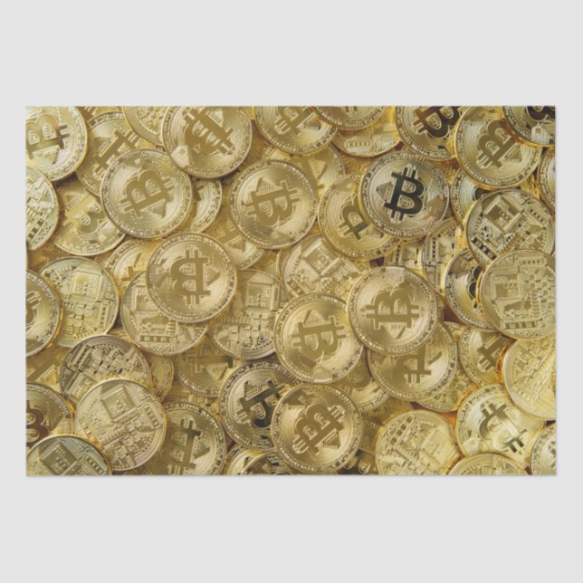 Gold Bitcoin BTC Cryptocurrency Coin Pattern Tissue Paper (Front)