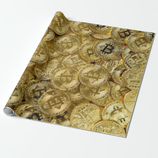 Gold Bitcoin BTC Cryptocurrency Coin Pattern Wrapping Paper