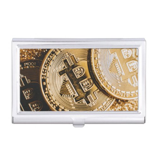Gold Bitcoin   Business Card Case