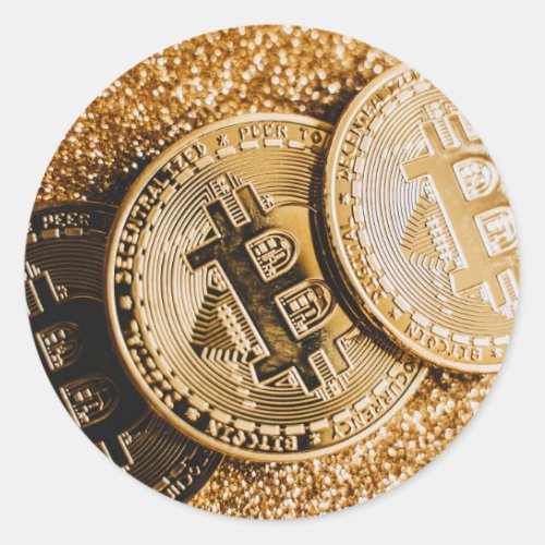 Gold Bitcoin   Classic Round Sticker