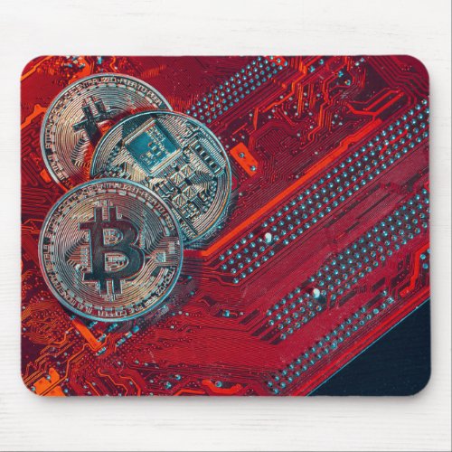 Gold Bitcoin Cryptocurrency Computer Chip Mouse Pad