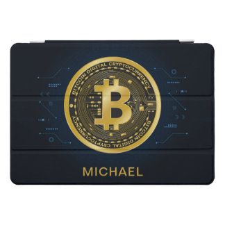 Gold Bitcoin Cryptocurrency Personalized Name iPad Pro Cover