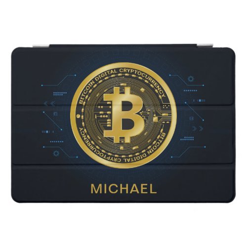 Gold Bitcoin Cryptocurrency Personalized Name iPad Pro Cover