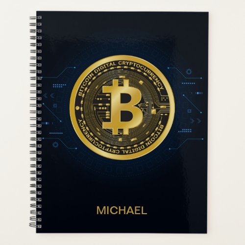 Gold Bitcoin Cryptocurrency Personalized Name Planner