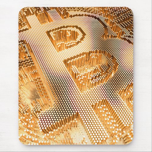 Gold Bitcoin Digital Cryptocurrency BTC Logo Mouse Pad