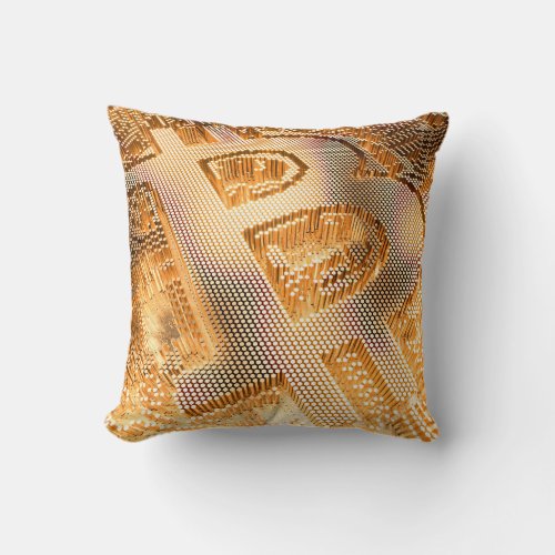Gold Bitcoin Digital Cryptocurrency BTC Logo Throw Pillow