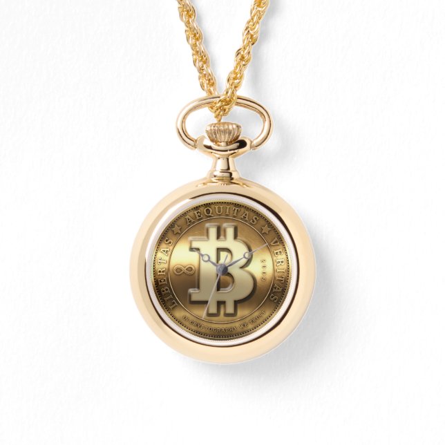 Gold Bitcoin Logo Symbol Cryptocurrency Watch (Front)