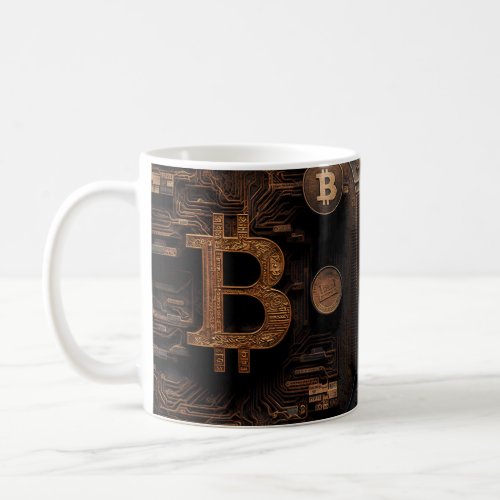 Gold Bitcoin Logo Technology Design Coffee Mug