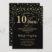Gold Black 10th Anniversary Celebration Invitation (Front/Back)