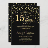 Gold Black 15th Anniversary Celebration Invitation (Front/Back)