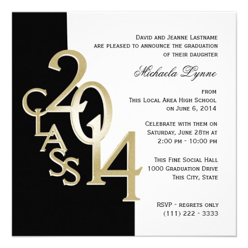 Gold Black 2014 Photo Graduation Invitation 5.25