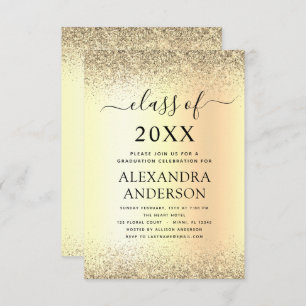 Gold Black 2022 Graduation Party Glitter Invitation
