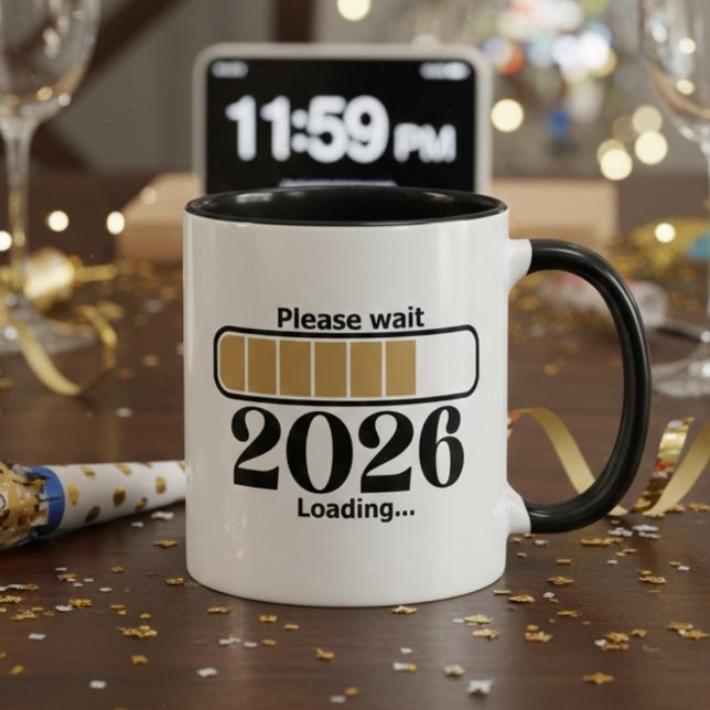Gold Black 2026 Loading Please Wait New Year Mug (Creator Uploaded)