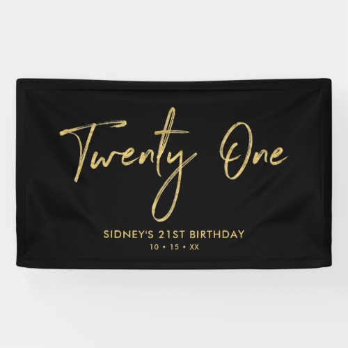 Gold  Black  21st Birthday Party Banner