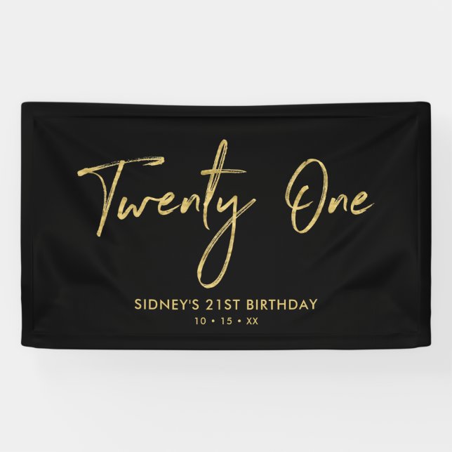Gold & Black | 21st Birthday Party Banner (Horizontal)