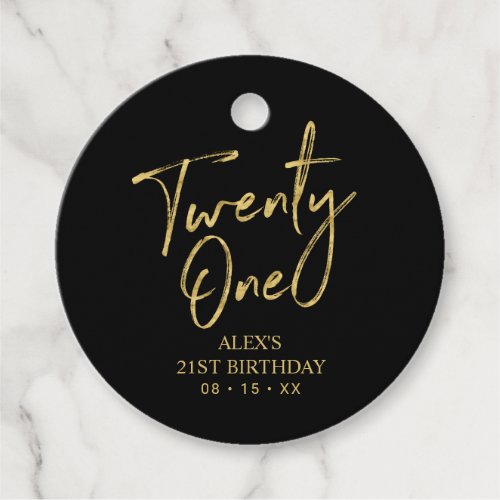 Gold  Black 21st Birthday Party Favor Thank you  Favor Tags
