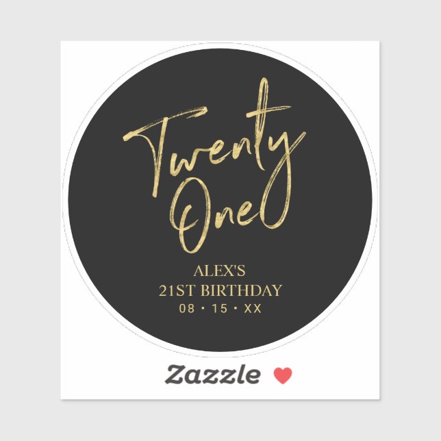 Gold & Black 21st Birthday Party Favor Thank you Sticker (Sheet)