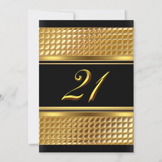 Gold & Black 21st Birthday Party Invitation (Front)