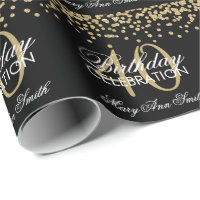 Black gold glitter drips sparkle glam wrapping paper