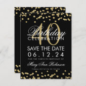 Gold Black 40th Birthday Save the Date Confetti (Front/Back)
