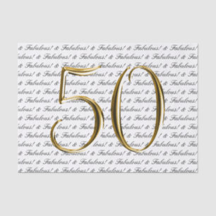 Gold Black 50 and Fabulous 50th Birthday Tissue Paper