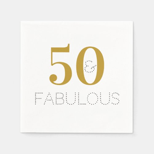 Gold Black 50 and fabulous Birthday Paper Napkin