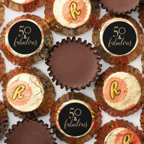Gold Black 50 and fabulous birthday party Reeses Peanut Butter Cups