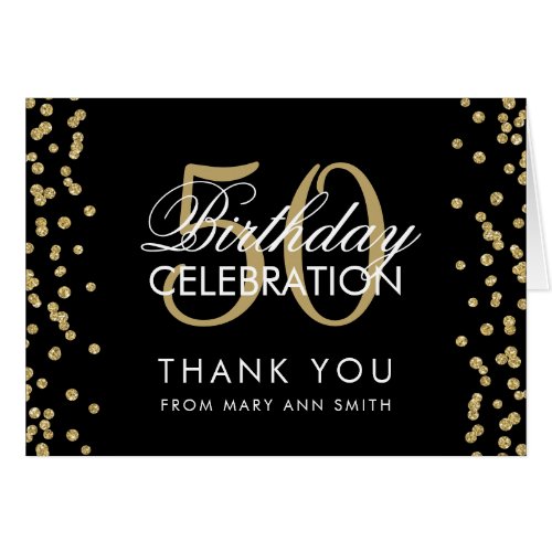 Gold Black 50 Birthday Thank you Glitter Confetti