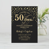 Gold Black 50th Anniversary Celebration Invitation (Standing Front)