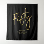 Gold &amp; Black 50th Birthday Party Backdrop Tapestry at Zazzle