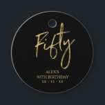 Gold & Black 50th Birthday Party Favor Thank you  Favor Tags<br><div class="desc">This simple custom thank you tag will add stylish detail to your special day. This design features modern gold script lettering "Fifty" with custom text. Matching 50th birthday invitations and party supplies are available in my shop BaraBomDesign.</div>