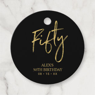 Gold & Black 50th Birthday Party Favor Thank you Favor Tags