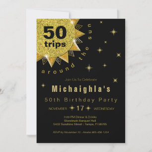 Gold Black 50th Birthday Party Invitation