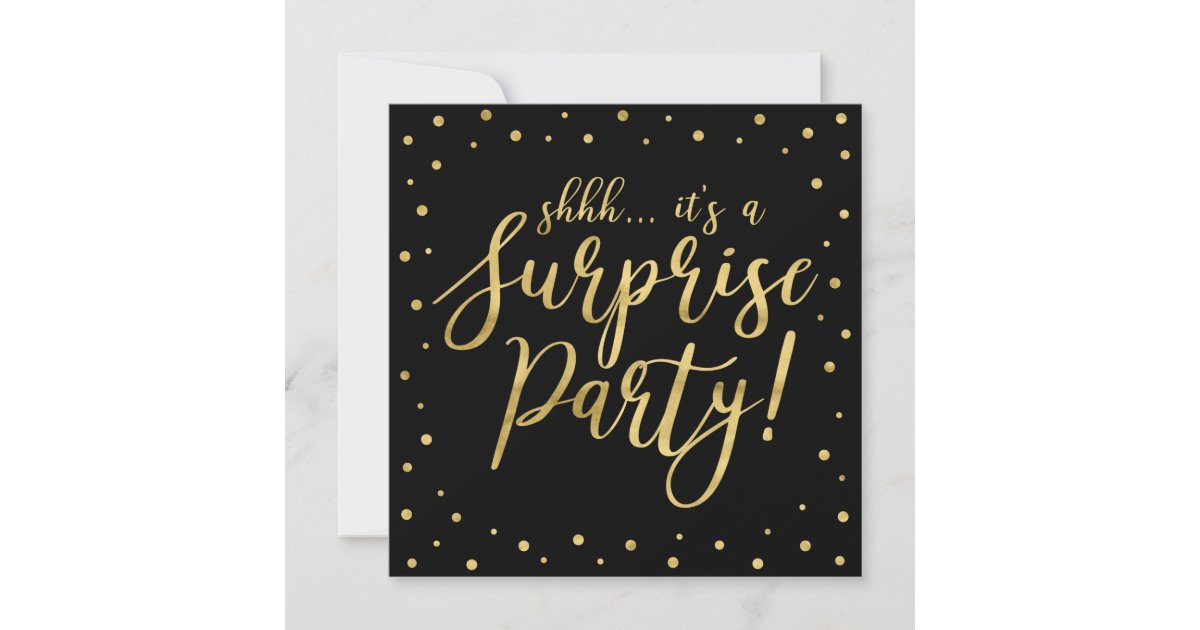 Gold & Black | 50th Surprise Birthday Party Invitation | Zazzle