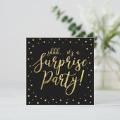 Gold & Black | 50th Surprise Birthday Party Invitation (Standing Front)
