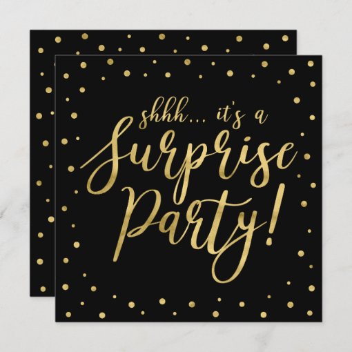 Gold & Black | 50th Surprise Wedding Anniversary Invitation | Zazzle