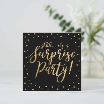 Gold & Black | 50th Surprise Wedding Anniversary Invitation | Zazzle