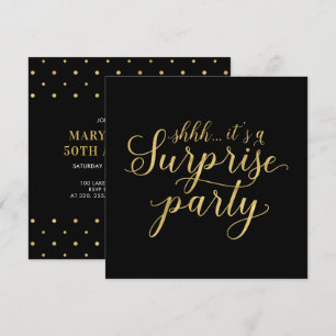 Gold & Black   50th Surprise Wedding Anniversary Invitation