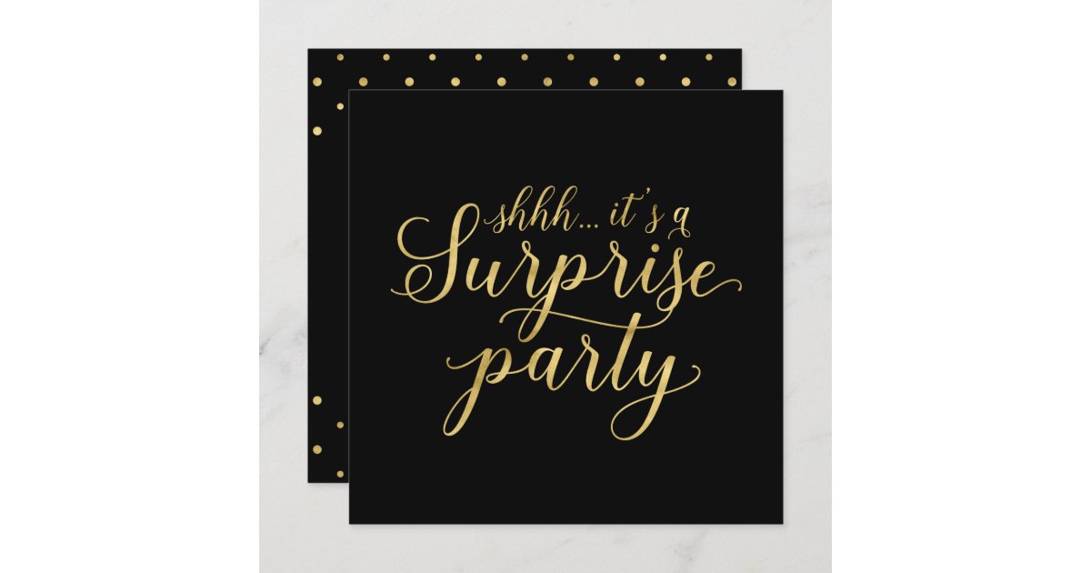 Gold & Black | 50th Surprise Wedding Anniversary Invitation | Zazzle