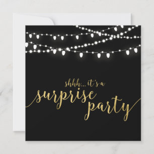 Gold & Black 50th Surprise Wedding Anniversary Invitation