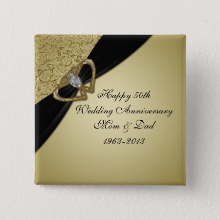 Gold Black 50th Wedding Anniversary Button