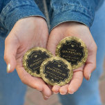 Gold & Black 50th Wedding Anniversary Button<br><div class="desc">Image of a gold shiny floral damask and gold diamonds with a customizable text template for you to customize.</div>