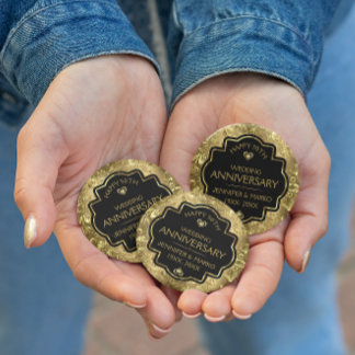 Gold & Black 50th Wedding Anniversary Button