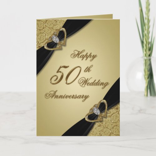 Gold Black 50th Wedding Anniversary Card