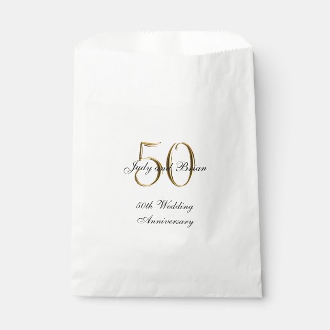 Gold Black 50th Wedding Anniversary Favor Bag (Front)