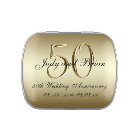 Gold Black 50th Wedding Anniversary Favor Candy Tin
