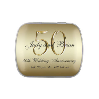 Gold Black 50th Wedding Anniversary Favor Jelly Belly Candy Tins