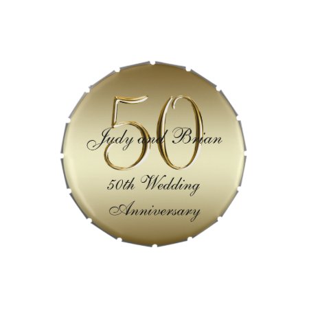 Gold Black 50th Wedding Anniversary Favor Jelly Belly Tin