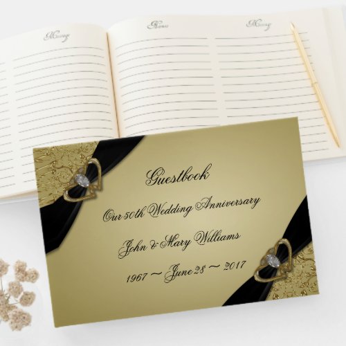 Gold Black 50th Wedding Anniversary Guest Book